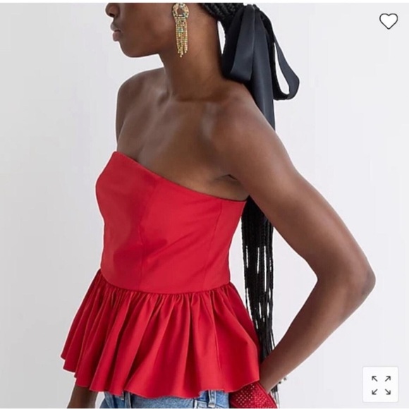 NWT J. Crew strapless taffeta peplum top red size 8 - Picture 3 of 7